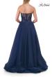 Picture of: Strapless A-Line Gown with Sheer Corset Bodice and High Slit in Marine Blue, Style: 33307, Detail Picture 6