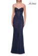 Picture of: Strapless Rhinestone Lace Gown with Sheer Corset Bodice in Marine Blue, Style: 33518, Detail Picture 6