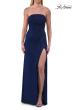 Picture of: Strapless Rhinestone Gown with Sheer Corset Back and High Slit in Marine Blue, Style: 33303, Detail Picture 7