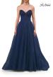 Picture of: Strapless A-Line Gown with Sheer Corset Bodice and High Slit in Marine Blue, Style: 33307, Detail Picture 7