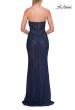 Picture of: Strapless Rhinestone Lace Gown with Sheer Corset Bodice in Marine Blue, Style: 33518, Detail Picture 7