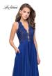 Picture of: Long A-line Dress with Chiffon Skirt and Strappy Details in Marine Blue, Style: 25487, Main Picture