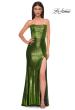 Picture of: Strapless Draped Neckline Prom Dress in Metallic Jersey in Matcha, Style 32828, Detail Picture 8