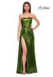 Picture of: Strapless Chic Metallic Jersey Dress with Draped Slit in Matcha , Style 32830, Detail Picture 11