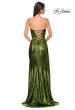Picture of: Strapless Chic Metallic Jersey Dress with Draped Slit in Matcha , Style 32830, Detail Picture 12