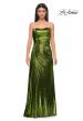 Picture of: Strapless Chic Metallic Jersey Dress with Draped Slit in Matcha , Style 32830, Detail Picture 13