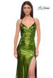 Picture of: Ruched Metallic Jersey Dress with Open Lace Up Back in Matcha , Style 32945, Detail Picture 15