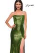 Picture of: Strapless Draped Neckline Prom Dress in Metallic Jersey in Matcha , Style 32828, Detail Picture 20