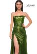 Picture of: Strapless Chic Metallic Jersey Dress with Draped Slit in Matcha , Style 32830, Detail Picture 24