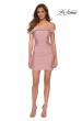 Picture of: Short Off The Shoulder Dress with Lace Up Back in Mauve, Style: 29268, Detail Picture 5