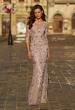 Picture of: Embroidered Lace Gown with Sheer Sleeves and Fitted Silhouette in Mauve, Style: 31464, Main Picture