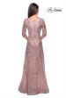Picture of: Embroidered Lace Gown with V Neckline and Flare Skirt in Mauve, Style: 27949, Detail Picture 8