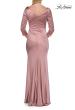 Picture of: Satin Three Quarter Sleeve Draped Evening Gown in Mauve, Style: 33408, Detail Picture 8