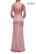 Picture of: V-Neck Satin Gown with Ruched Bodice and Three-Quarter Sleeves in Mauve, Style: 33152, Detail Picture 12