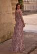 Picture of: Sequin Lace Long Dress with Sheer Sleeves, Style: 29233, Back Picture