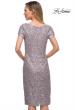 Picture of: Below the Knee Dress with Beautiful Lace and Short Sleeves in Mauve, Back Picture