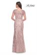 Picture of: Stunning Beaded Lace Evening Gown with Short Sleeves in Mauve, Style: 31672, Back Picture