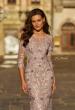 Picture of: Embroidered Lace Gown with Sheer Sleeves and Fitted Silhouette in Mauve, Style: 31464, Detail Picture 1