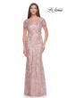 Picture of: Stunning Beaded Lace Evening Gown with Short Sleeves in Mauve, Style: 31672, Detail Picture 1
