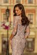 Picture of: Embroidered Lace Gown with Sheer Sleeves and Fitted Silhouette in Mauve, Style: 31464, Detail Picture 2