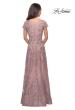 Picture of: Long Lace Dress with Sheer Neckline and Cap Sleeves in Mauve, Style: 27935, Detail Picture 3