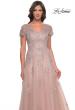Picture of: A-Line Tulle Gown with Lace Applique and Short Sleeves in Mauve, Style: 30228, Detail Picture 4