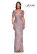 Picture of: Sequin Evening Dress with Ruching and V Neckline in Mauve, Style: 30865, Detail Picture 5