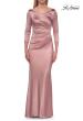 Picture of: Satin Three Quarter Sleeve Draped Evening Gown in Mauve, Style: 33408, Detail Picture 7