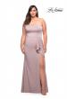 Picture of: Strapless Plus Size Dress with Ruffle Slit Detail in Mauve, Style: 29664, Main Picture