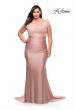 Picture of: Off the Shoulder Ruched Plus Size Gown with Train in Mauve, Style: 29132, Detail Picture 1