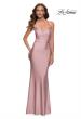 Picture of: Fitted Jersey Gown with Draped Neckline and Beaded Straps in Mauve, Style 29918, Main Picture