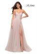 Picture of: Rhinestone Tulle Ballgown with Slit and Lace Up Back in Mauve, Main Picture