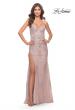 Picture of: Long Gown with Lace Applique and High Slit in Mauve, Style: 30794, Main Picture