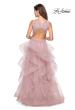 Picture of: Long Layered Tulle Dress with Lace Embellished Bodice Mauve, Style: 27570, Back Picture