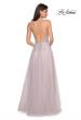 Picture of: Long Tulle Ball Gown with Cascading Rhinestones in Mauve, Style: 27750, Back Picture
