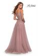 Picture of: Long Two Piece Tulle Gown with Floral Embroidery in Mauve, Style: 28271, Back Picture