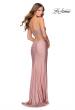 Picture of: Jersey Prom Dress with Lace Bodice and Rhinestones in Mauve, Style: 28558, Back Picture