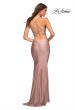 Picture of: Jersey Prom Dress with Rhinestone Detail on Straps in Pink, Style: 30446, Back Picture