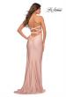 Picture of: Strapless Evening Dress with Ruffle on Slit in Mauve, Back Picture