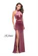 Picture of: Long Velvet Prom Dress with High Neckline and Cut Outs in Mauve, Style: 25294, Detail Picture 1