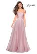 Picture of: Strapless Chiffon Dress with Criss Cross Bodice Detail in Mauve, Style: 27515, Detail Picture 1