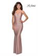 Picture of: Form Fitting Jersey Dress with Ruching and Strappy Back in Mauve, Style: 27501, Detail Picture 2