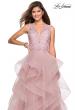 Picture of: Long Layered Tulle Dress with Lace Embellished Bodice in Mauve, Style: 27570, Detail Picture 2