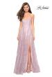 Picture of: Lace Prom Dress with Floral Detail and Side Leg Slit in Mauve, Style: 27704, Detail Picture 2