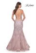 Picture of: Mermaid Lace Embellished Gown with Illusion Top in Mauve, Style: 32004, Detail Picture 2