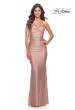 Picture of: Rhinestone Ruched Jersey Prom Dress with Lace Up Back in Mauve, Style: 31201, Detail Picture 3