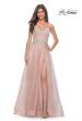 Picture of: A-Line Prom Gown with Ruched Bodice and Rhinestone Belt Detail in Mauve, Style: 32117, Detail Picture 3