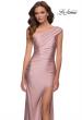 Picture of: One Shoulder Shiny Ruched Jersey Dress with Slit in Mauve, Style 29619, Detail Picture 6