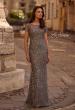 Picture of: Beaded Long Dress with Illusion Top and Sleeves, Style: 29910, Main Picture