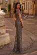 Picture of: Beaded Long Dress with Illusion Top and Sleeves, Style: 29910, Back Picture